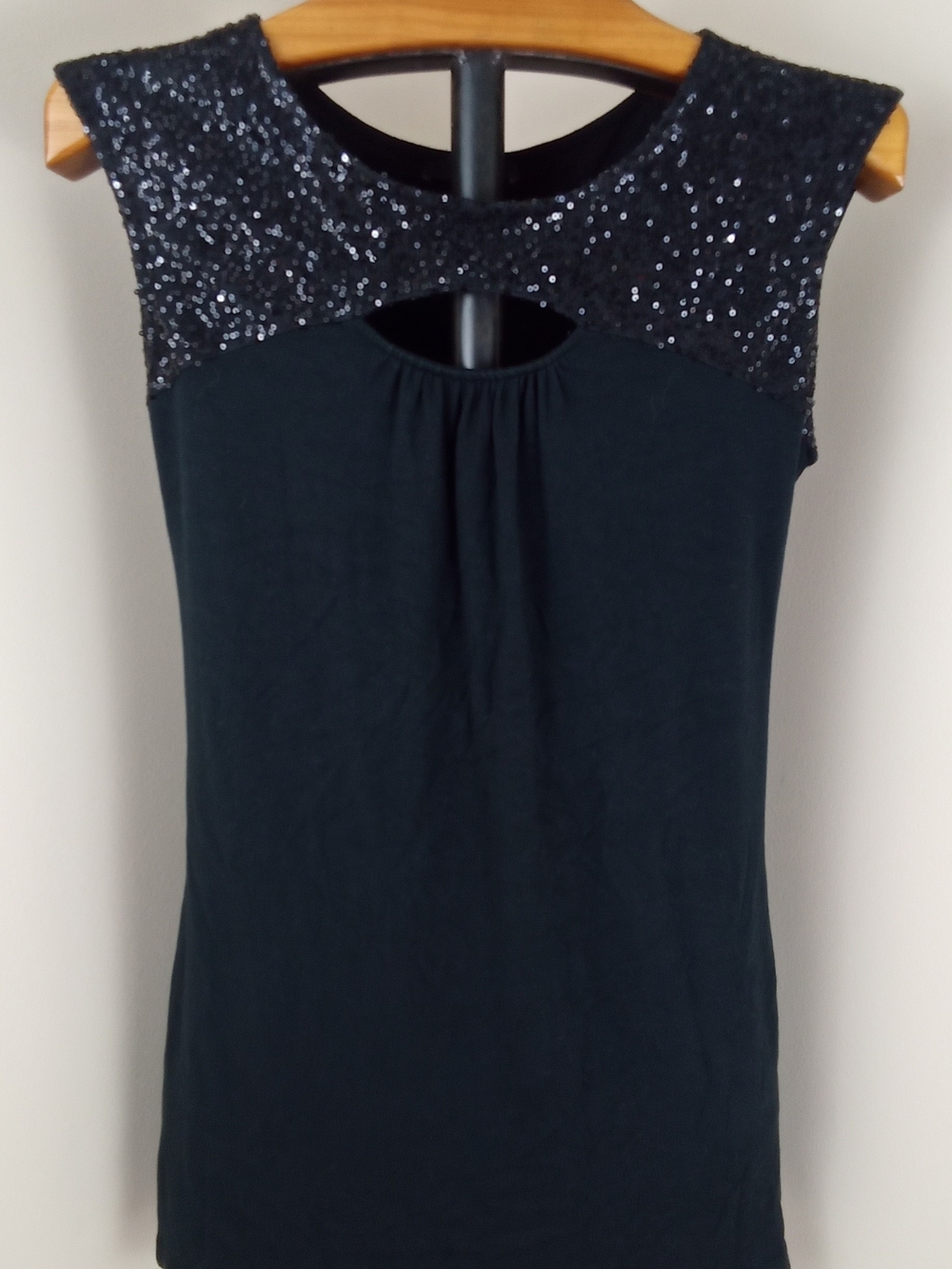 Express Black Sequin Yoke Tank Top